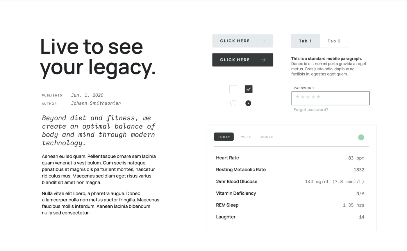 Jevitty typography and interface application examples