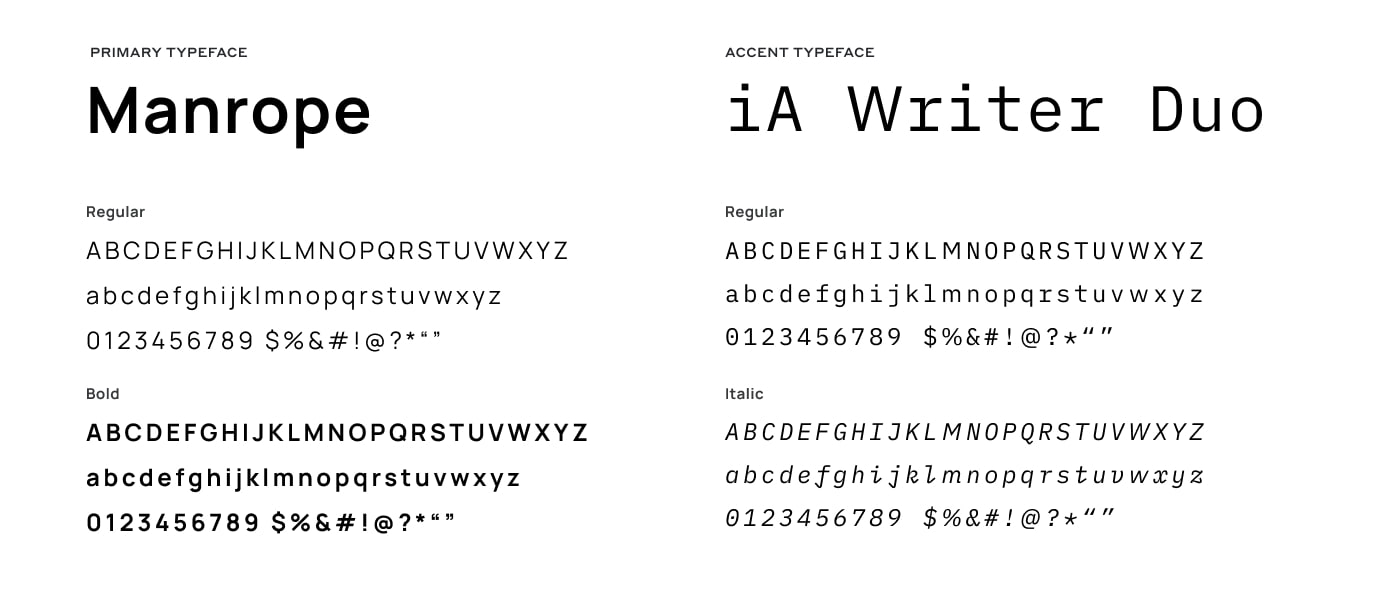 Jevitty primary and accent typeface specimens