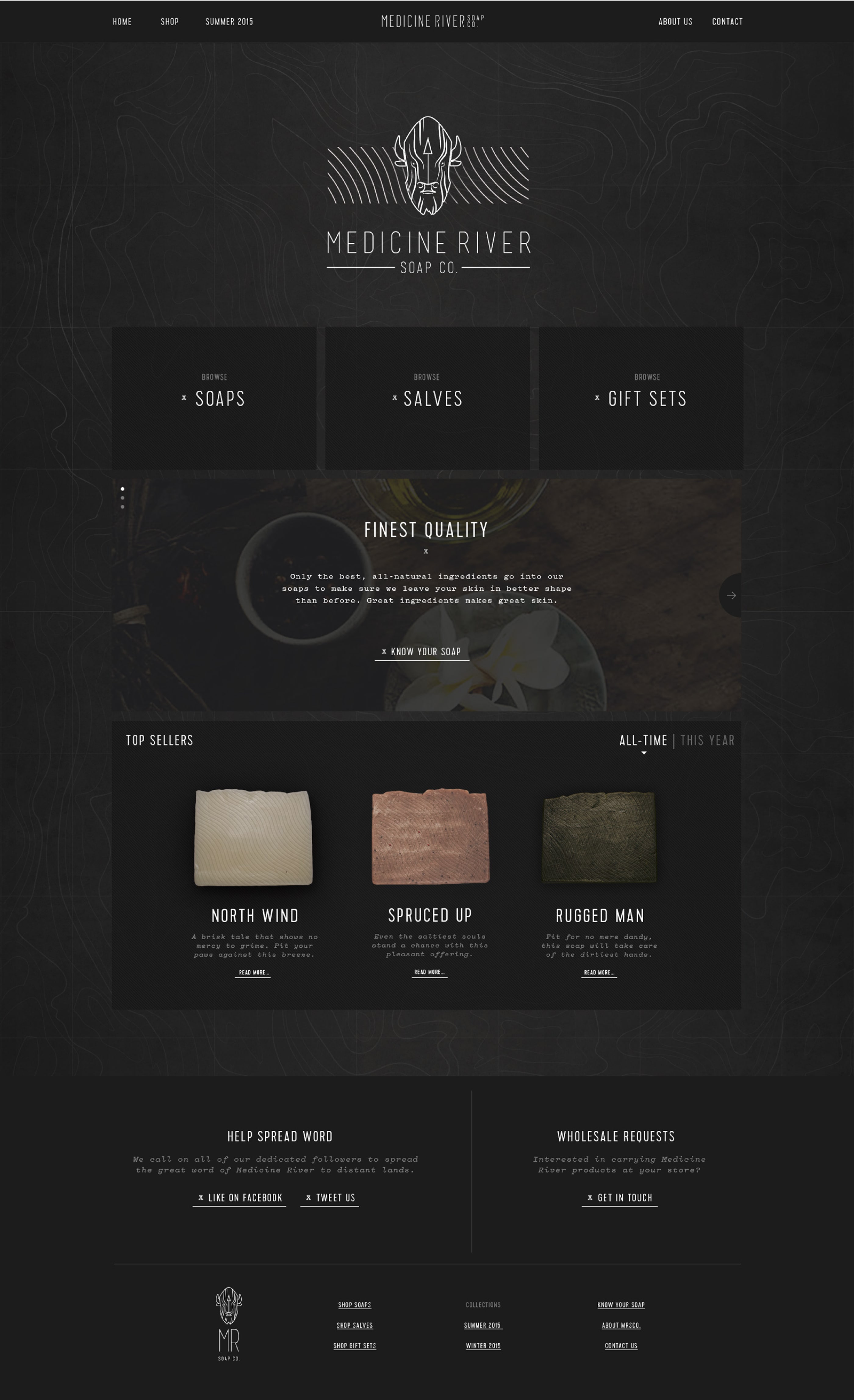 Medicine River Soap Co. e-commerce website pages