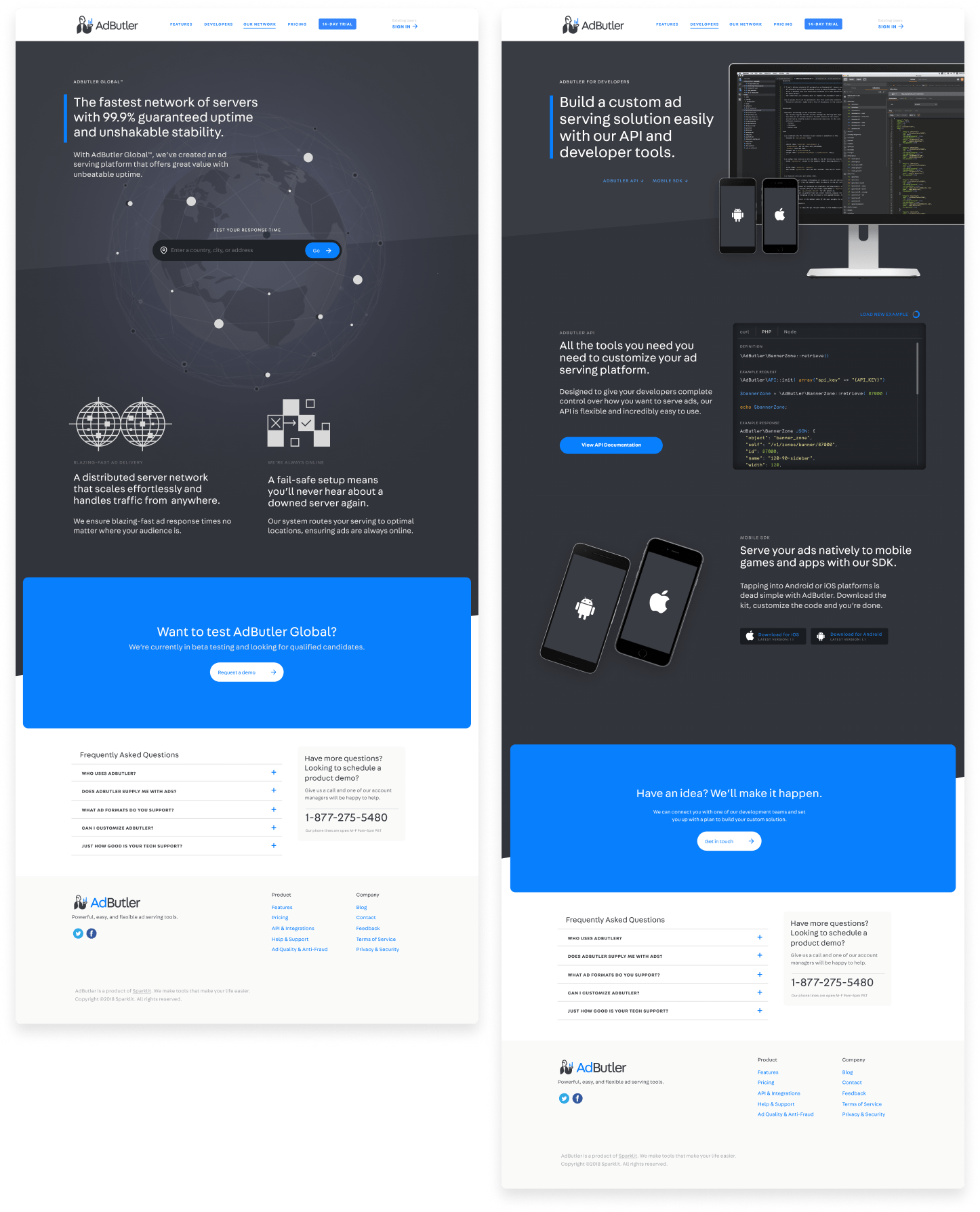AdButler feature page explaining its global advertising network
